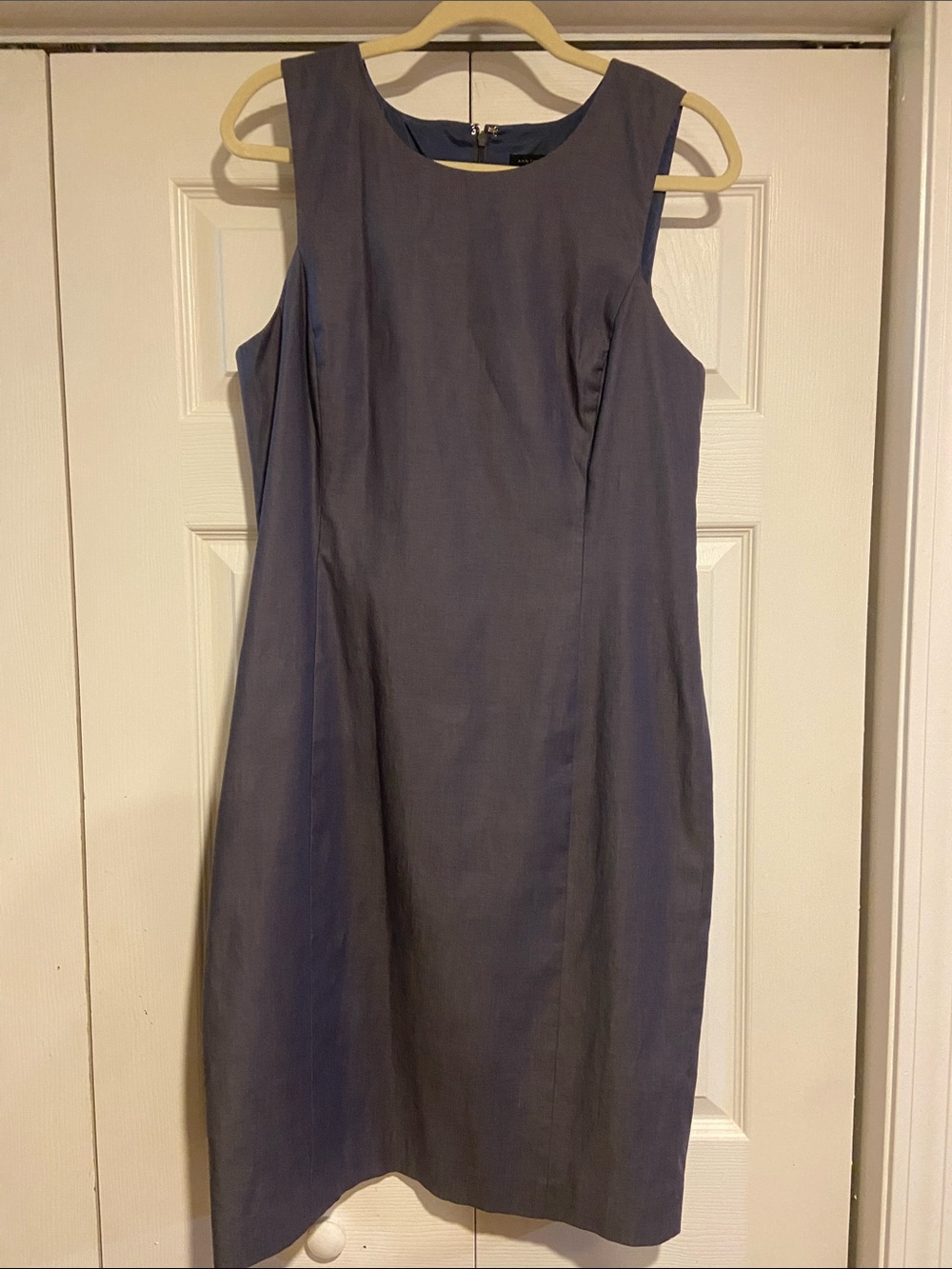 Ann Taylor Sleeveless Slate-Blue Midi Sheath Dress